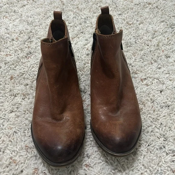 Lucky Brand Basel Bootie Size 7 Toffee Brown 1.5” Heel Leather Double Zipper - Picture 11 of 11